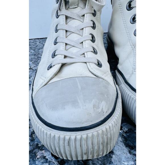 AllSaints Chalk White Leather Sneakers Hi Top Men’s Size 41 Used main image 12